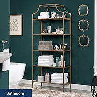 Sauder International Lux 71inH 5-Shelf Bookcase, Satin Gold