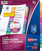 Avery Ready Index Dividers for 3 Ring Binders, Letter-Size, Multicolor, Printable Table of Contents