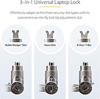 StarTech.com Universal 3-in-1 Laptop Lock 6.6ft (2m) Security Cable