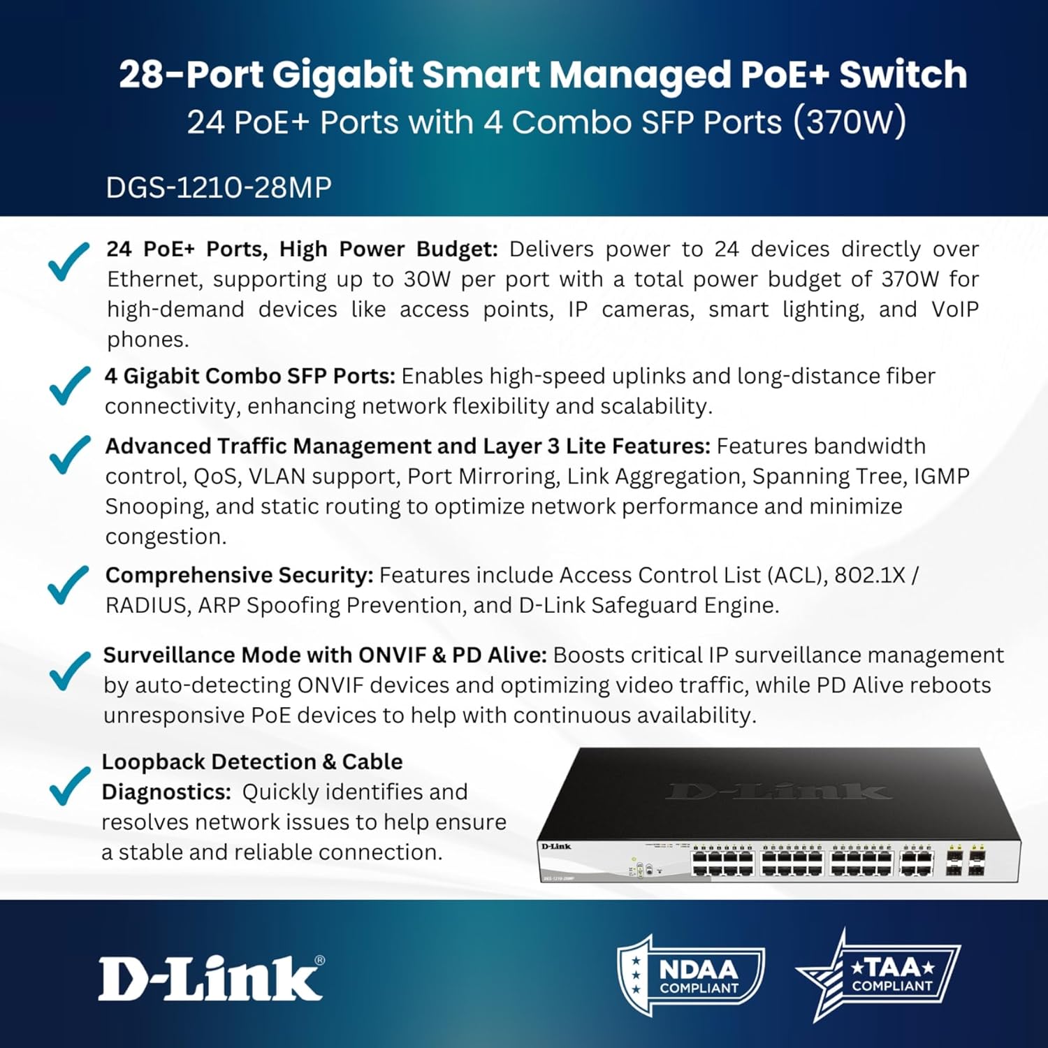 D-Link DGS-1210 Series Gigabit Smart Managed PoE+ Switches