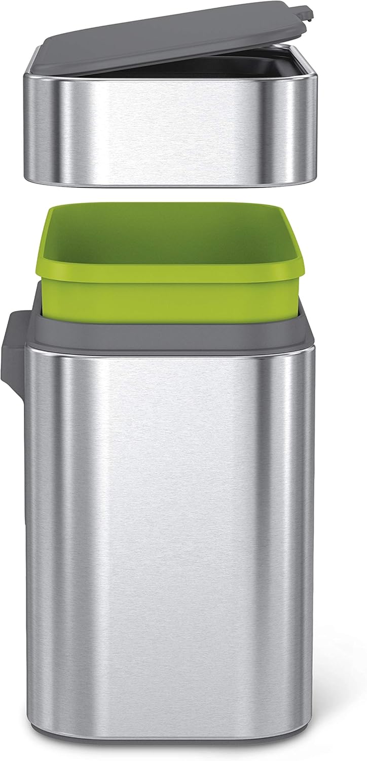 simplehuman Compost Caddy, Detachable and Countertop Bin, 4 Liter / 1.06 Gallon, Brushed Stainless Steel