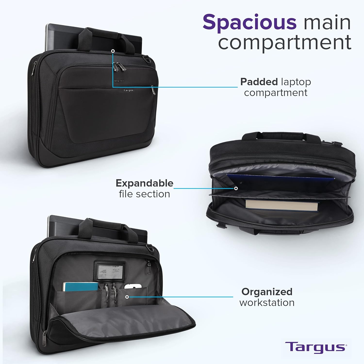 Targus CityLite Laptop Briefcase Shoulder Messenger Bag for 15.6-Inch Laptop, Black (TBT053US) 15.6 inch