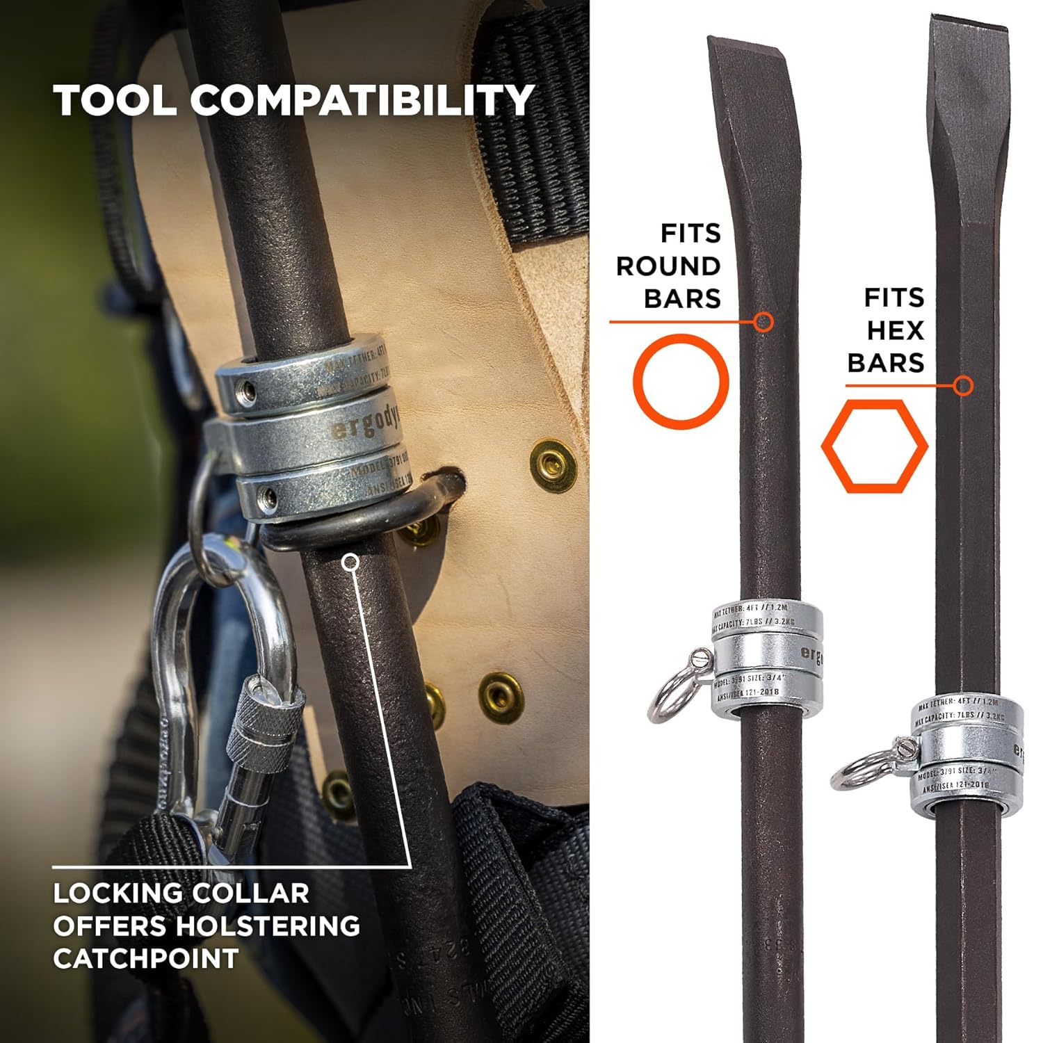 Ergodyne Squids 3791 Sleever Bar Locking Collar with Tethering Attachment Point