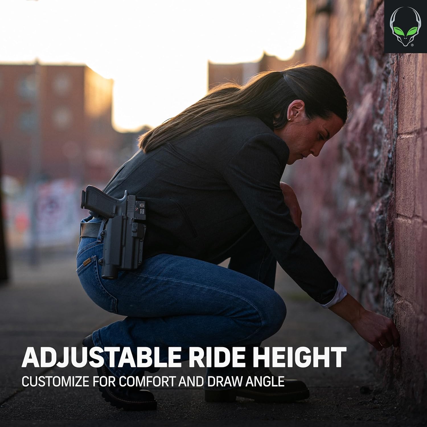 ALIEN GEAR Rapid Force Level 2 OWB Holster - Locking Belt Slide - Right Hand - Matte Black - Light & Optic Compatible