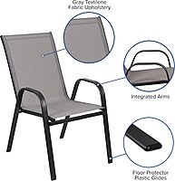 FLASH FURNITURE Brazos Series Outdoor Stackable Patio Chairs with Flex Comfort Material
