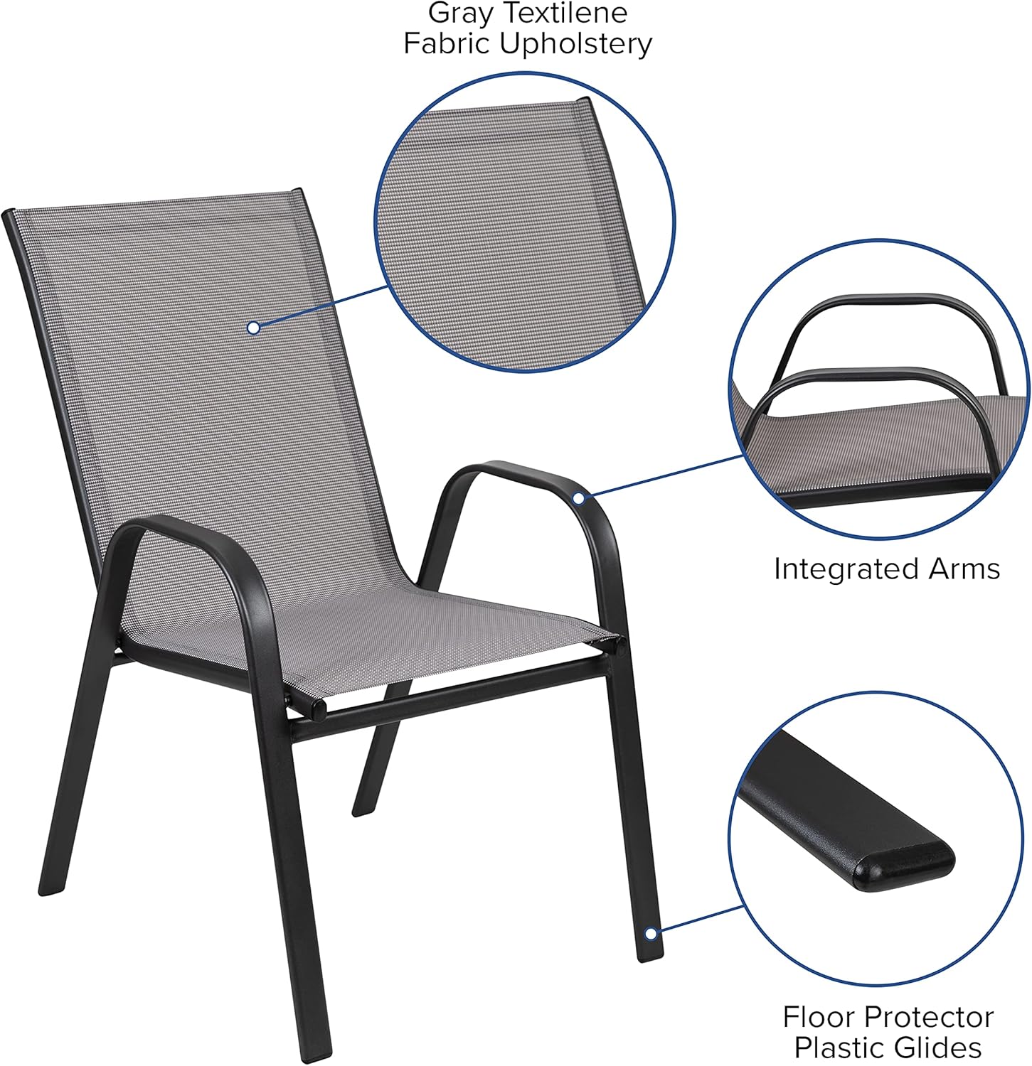 FLASH FURNITURE Brazos Series Outdoor Stackable Patio Chairs with Flex Comfort Material