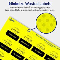 Avery Printable Square Labels, Sure Feed Technology, 1-1/2" x 1-1/2", Neon Yellow Labels, Print-to-The-Edge, Laser/Inkjet Printable, 200 Total, Great for Jars and More 200 labels