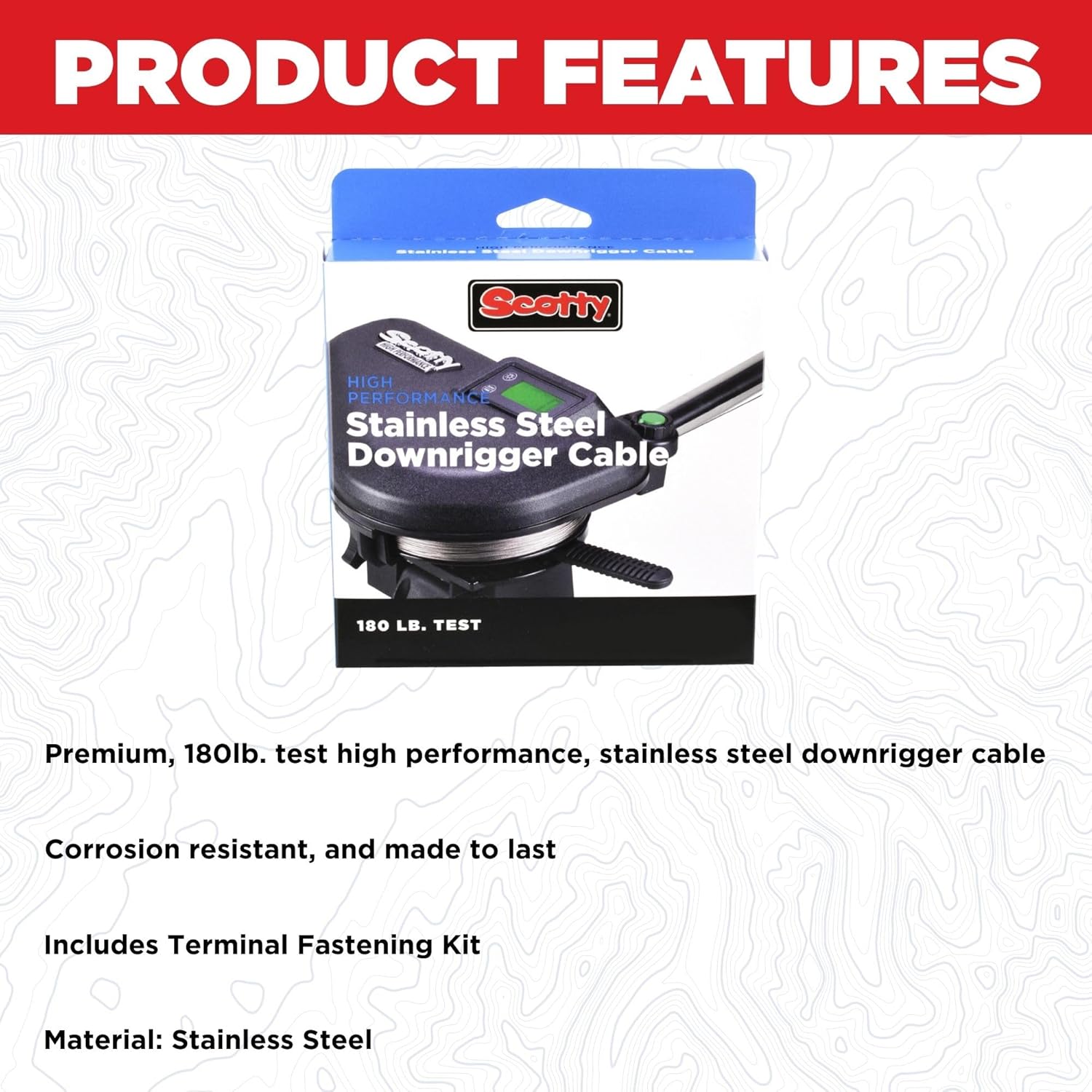 Scotty #2401K High Performance Premium Stainless Steel Downrigger Cable 300-Foot Spool