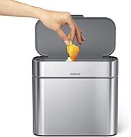 simplehuman Compost Caddy, Detachable and Countertop Bin, 4 Liter / 1.06 Gallon, Brushed Stainless Steel