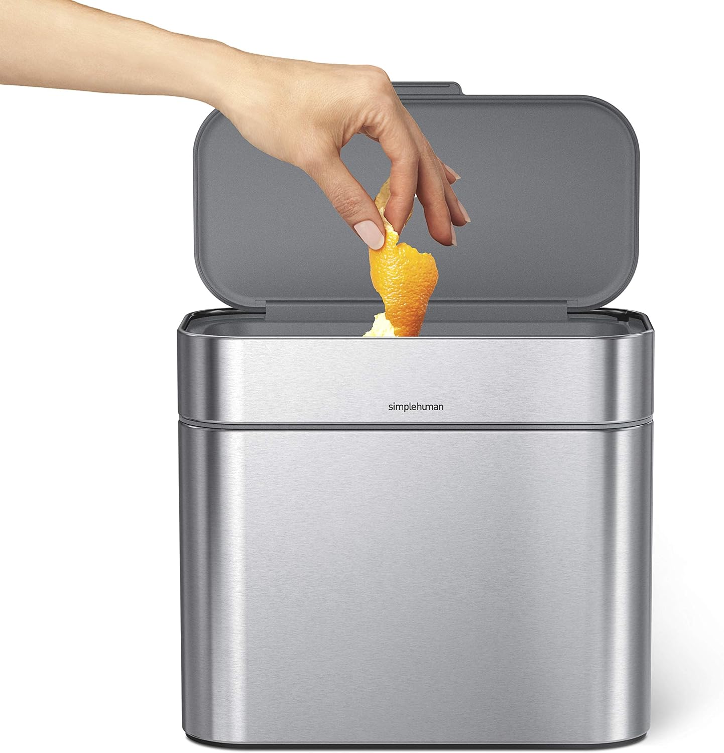 simplehuman Compost Caddy, Detachable and Countertop Bin, 4 Liter / 1.06 Gallon, Brushed Stainless Steel