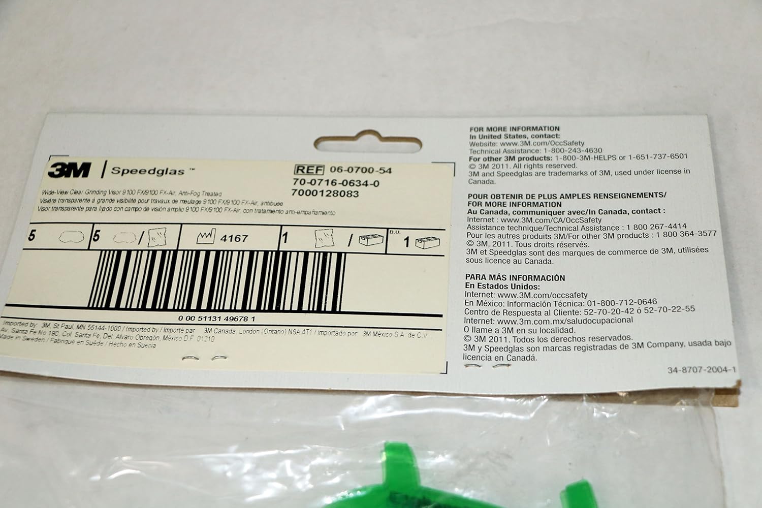 3M Speedglas 9100 FX Wide-View Grinding Visor, Pack of 5, Anti-Fog, Clear