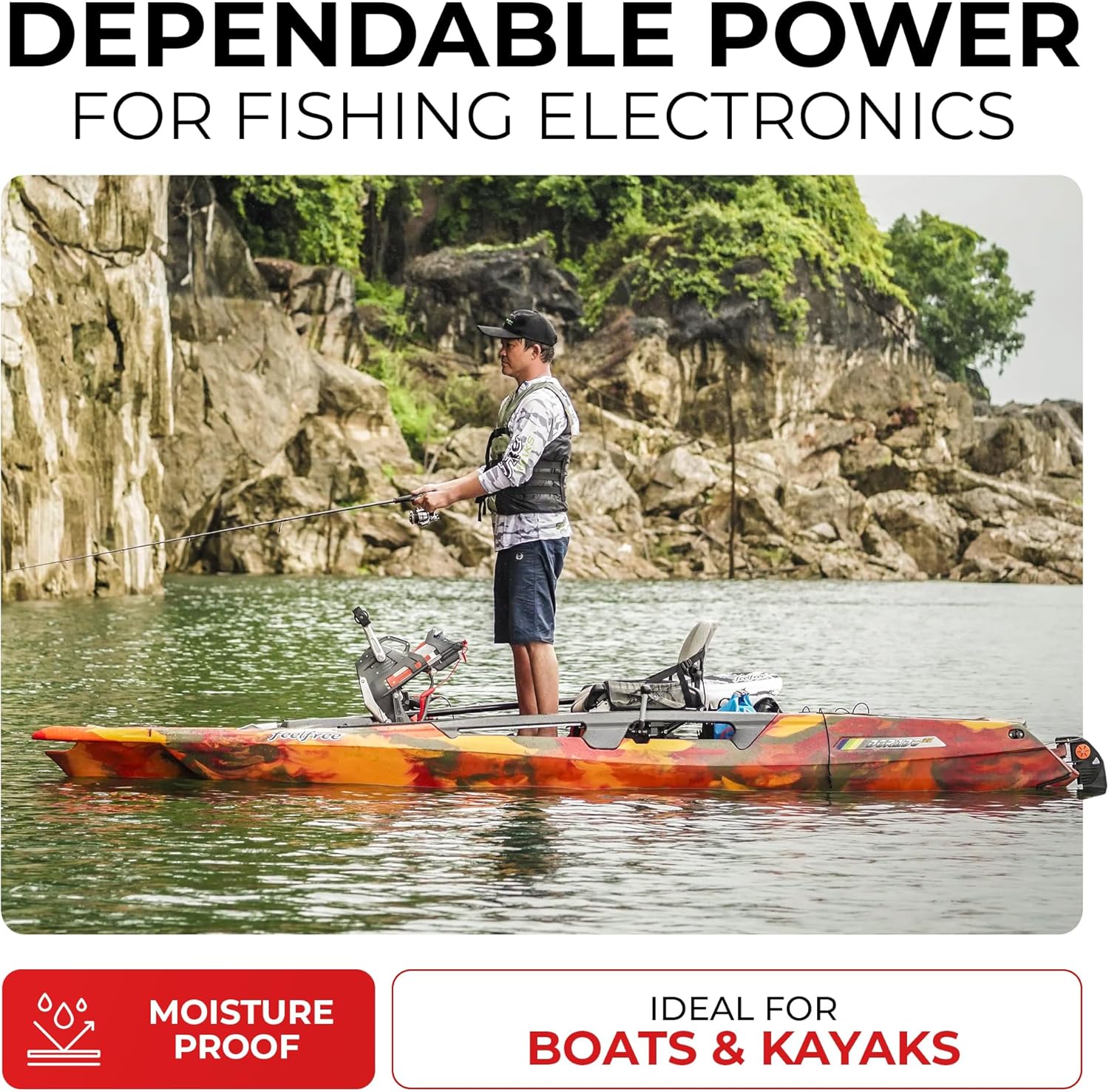 Yak Quik 12V Battery Connector Kit RCE12VKYK | Power Up to 3 Electronics for Kayak Fishing, Ice Fishing