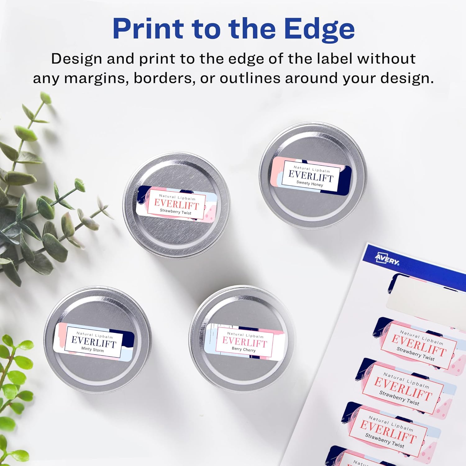 Avery Glossy White Rectangle Labels, Sure Feed Technology, 1-13/16" x 2-3/16", 120 Glossy White Labels, Print-to-The-Edge