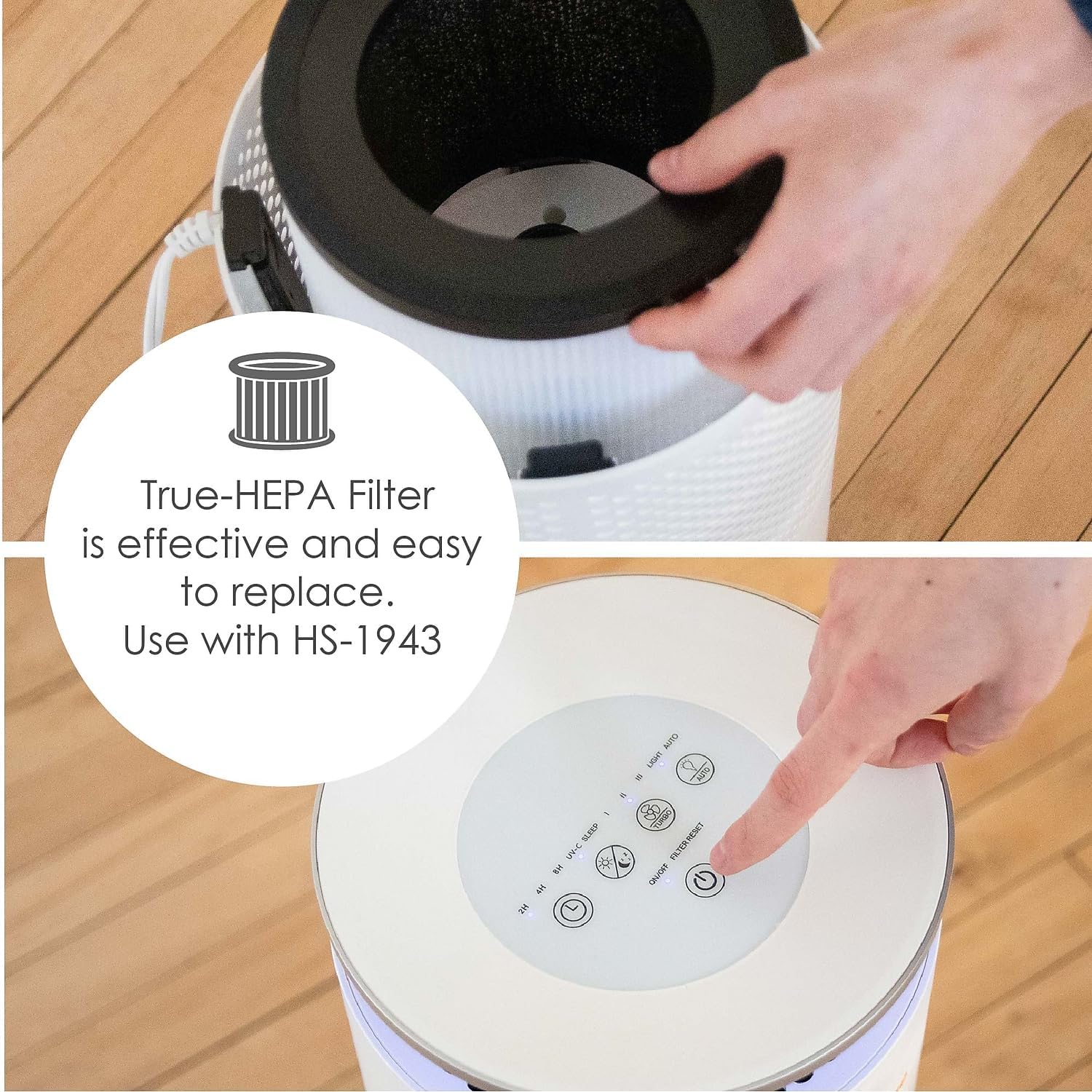 CRANE Air Purifier with True HEPA Filter