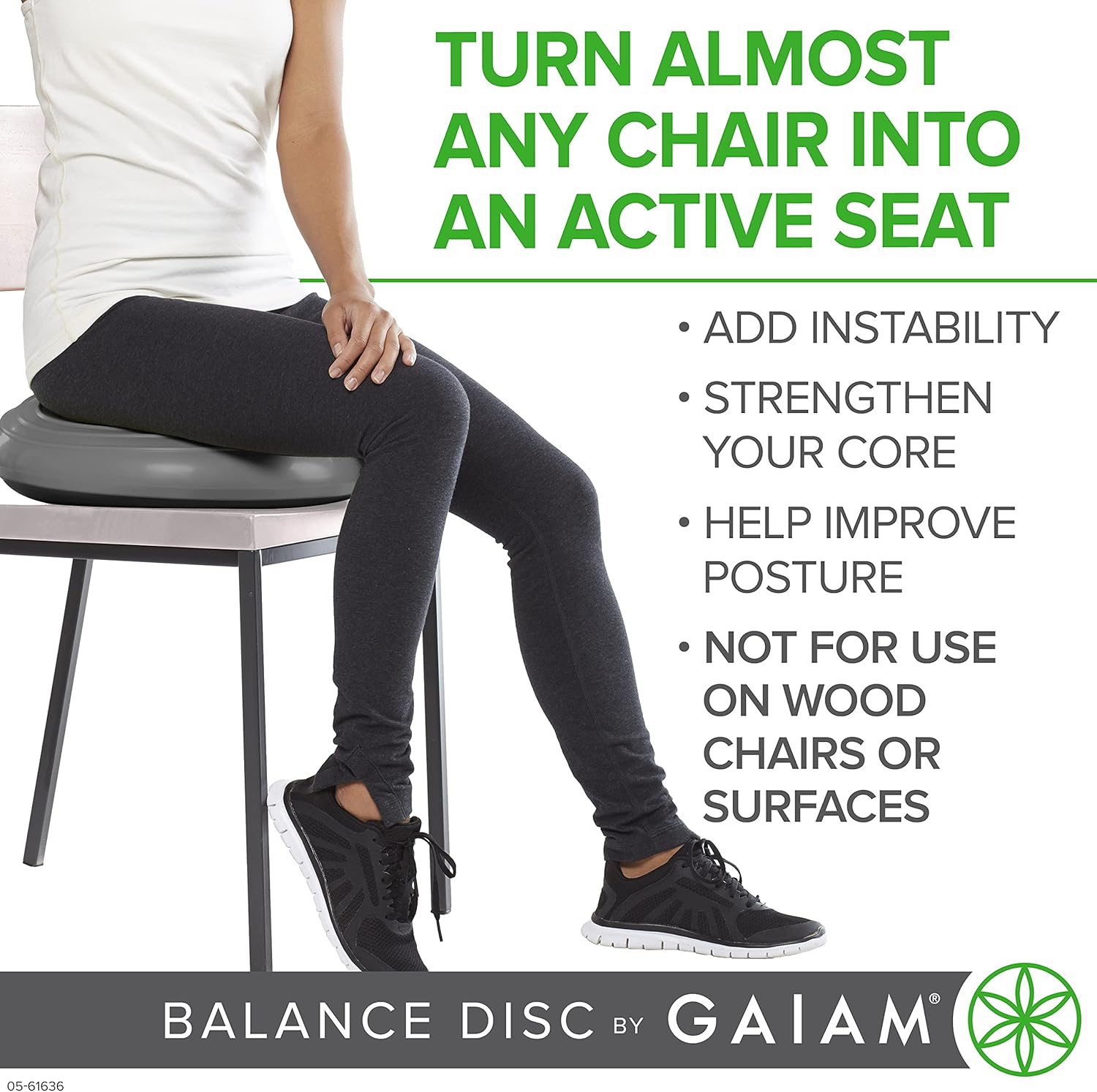Gaiam Balance Disc Wobble Cushion Stability Core Trainer for Home or Office Desk Chair & Classroom