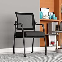 Boss Office Products Mesh 4-Legged Guest Chair, Black