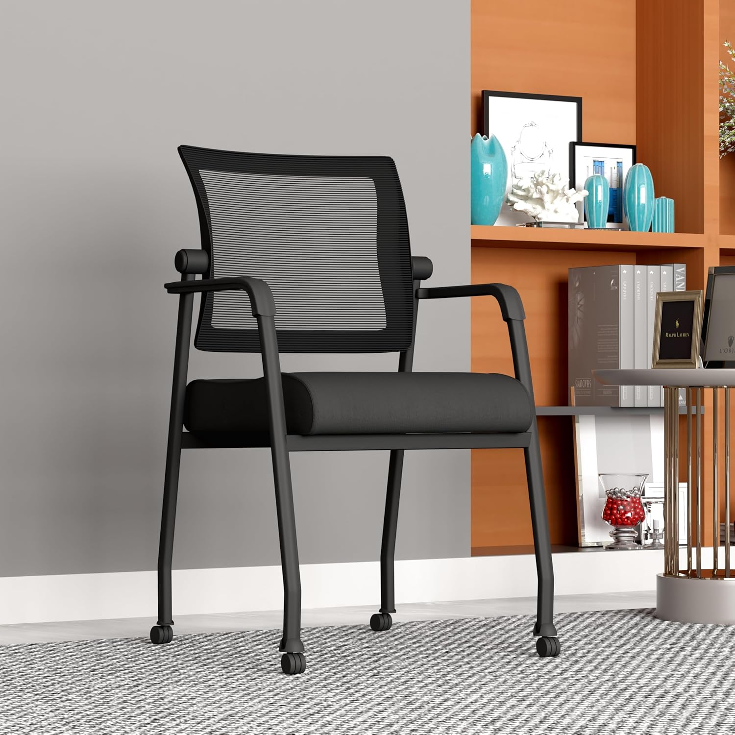 Boss Office Products Mesh 4-Legged Guest Chair, Black