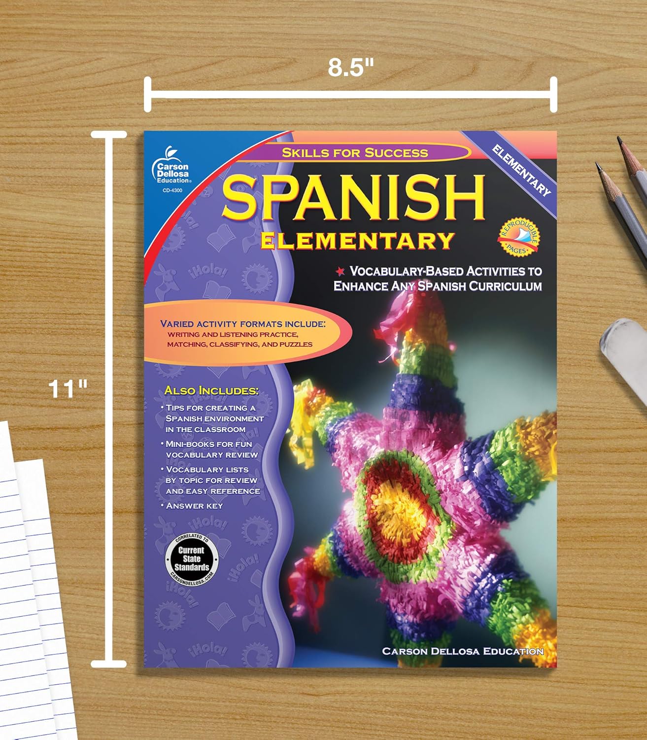 Skills For Success Elementary Spanish Workbook for Kids, Grades K-5 Spanish Vocabulary, Puzzles, and Writing Practice
