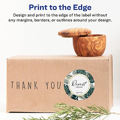 Avery Matte White Round Labels, Sure Feed Technology, 2.5" Diameter, 450 Matte White Printable Labels 450 Labels