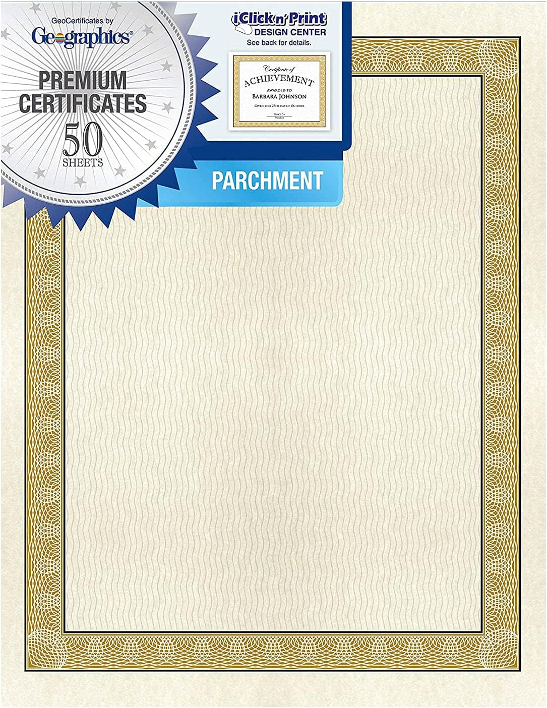 Geographics Diplomat Printable Certificates - 24 lb Basis Weight - 11" Width x 8.5" Length - Inkjet