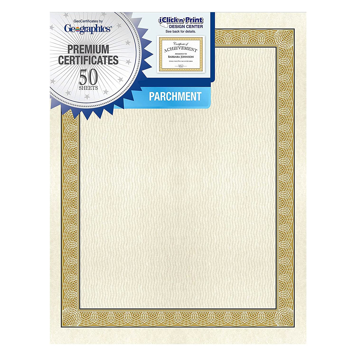 Geographics Diplomat Printable Certificates - 24 lb Basis Weight - 11" Width x 8.5" Length - Inkjet