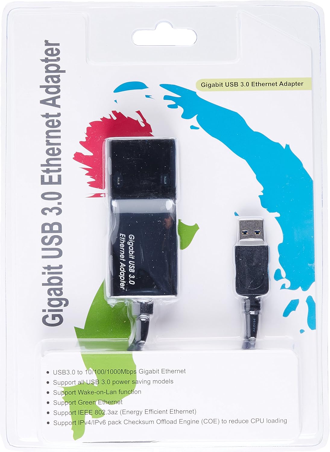 Add-On Computer USB 3.0 (A) Male to RJ-45 Female Black Adapter (USB302NIC)