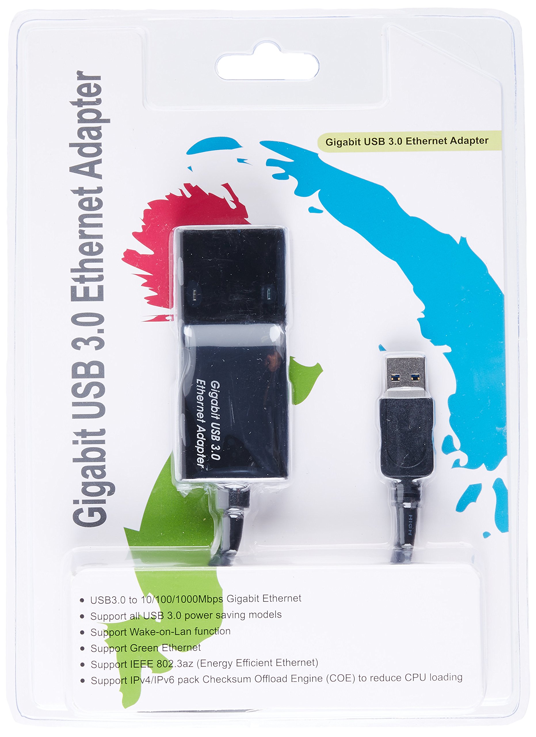 Add-On Computer USB 3.0 (A) Male to RJ-45 Female Black Adapter (USB302NIC)
