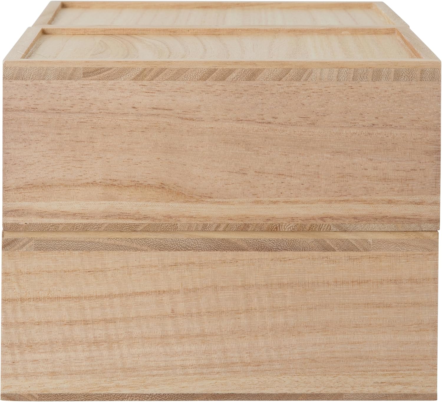 MARTHA STEWART Weston Stackable Wooden Storage Boxes with Pullout Drawers, Paulownia Wood Organizers