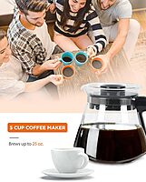 Commercial Chef Drip Coffee Maker with Pour Over Filter, 5 Cup, 0.75L Water Tank, Brews in 6 Minutes