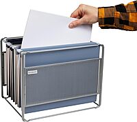 Mind Reader Hanging File Folder Organizer, Desktop Organizer, Metal Mesh, 13" L x 9.75" W x 10.25" H