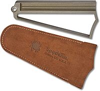 Spyderco Webfoot Sharpener - Carbon Steel Design with Cubic Boron Bitride Coating - Includes Suede Pouch and Base - 308CBN