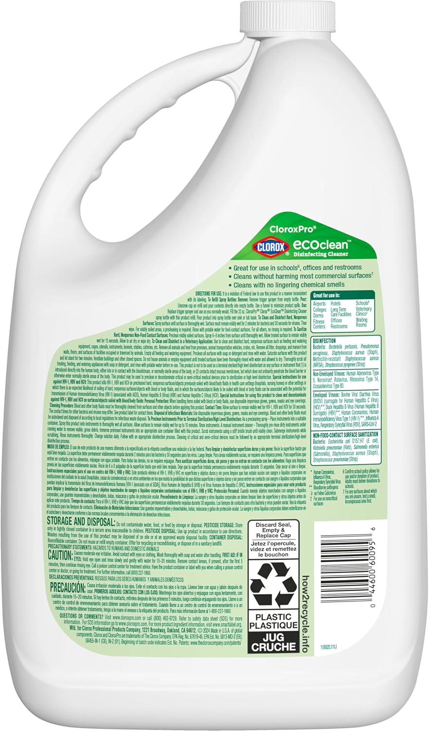 Clorox CloroxPro EcoClean Disinfecting Cleaner Refill, 128 Fluid Ounces 128 Fl Oz (Pack of 1)
