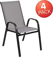 FLASH FURNITURE Brazos Series Outdoor Stackable Patio Chairs with Flex Comfort Material
