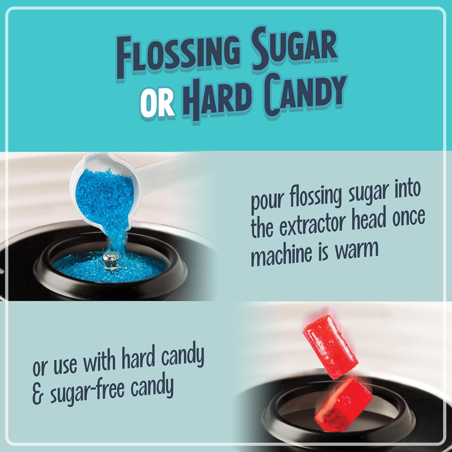 Nostalgia Classic Countertop Cotton Candy Machine, Manual, Retro Vintage Candy Maker Includes 2 Reusable Cones & Scoop