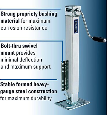 Fulton Bolt-On Square Tube Trailer Jack with Drop Leg and Sidewind Handle