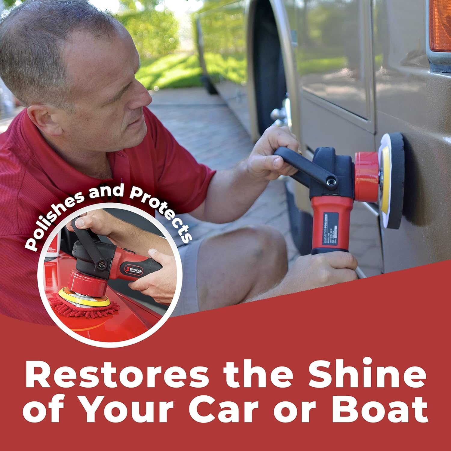 Shurhold 3101 Dual Action Random Orbital Car Boat Buffer Polisher Starter Kit with 16oz Pro Polish Wax & Sealant