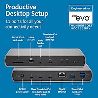 Kensington SD5700T Thunderbolt 4 Docking Station, Dual 4K, 90W PD - Window and Mac OS (K35175NA) Thunderbolt 4 Display: Dual USB C