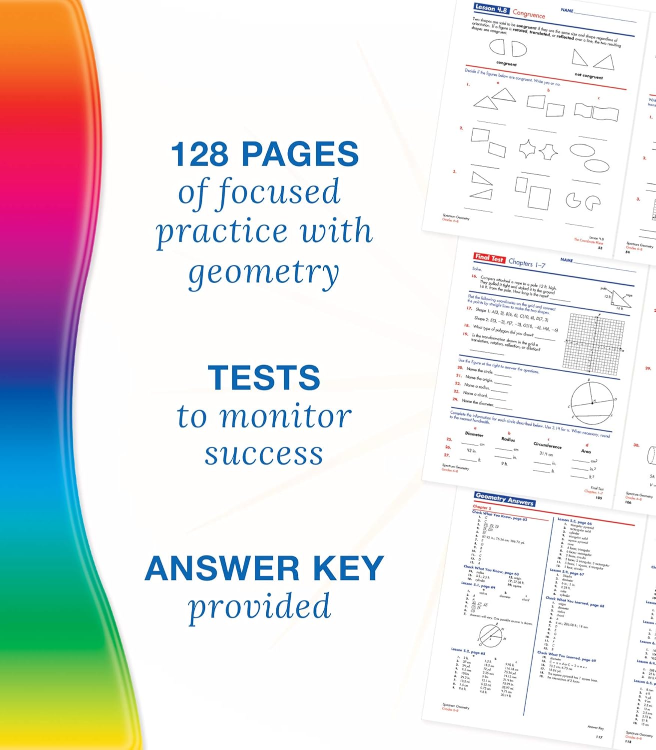 Spectrum Grades 6-8 Geometry Math Workbook, Mathematics Book for Kids Ages 11 to 14 Covering Geometric Shapes, Perimeter