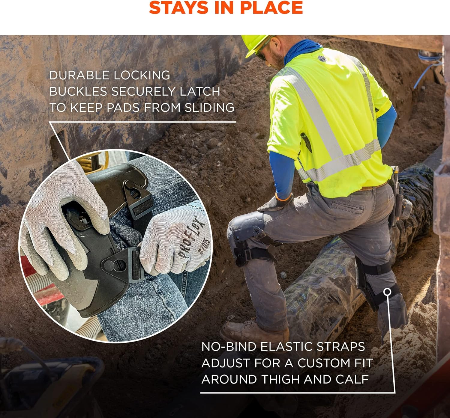 Ergodyne ProFlex 360 Knee Pad, Hinged Design, Hard Shell, Non-Marring Rubber Cap, Extra Large