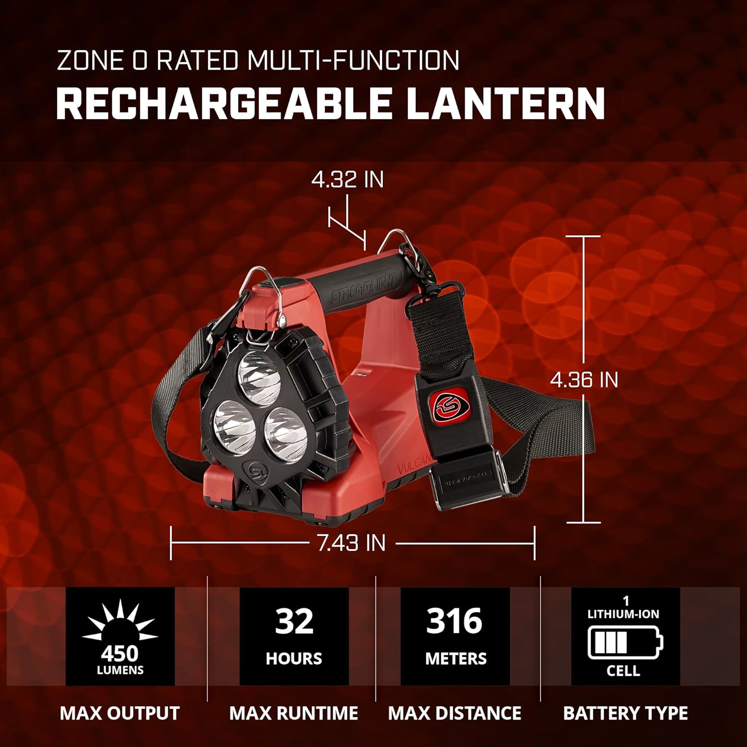 Streamlight 44325 Vulcan 180 HAZ-LO Vehicle Mount System Class I DIV.1 400-Lumen Rechargeable Lantern/Portable Scene Light