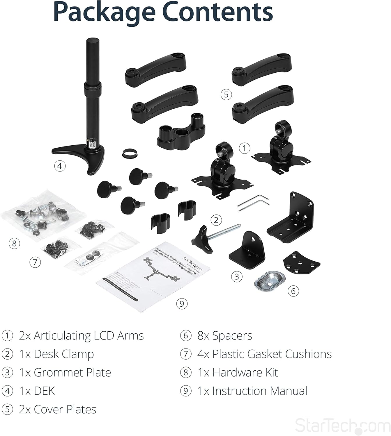 StarTech.com Desk Mount Dual Monitor Arm - Articulating - Supports Monitors 12'' to 24" (29.9lb/13.6kg)