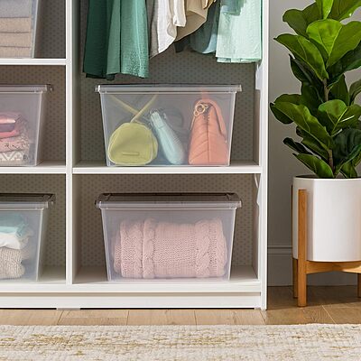 IRIS USA 24.5 Quart Snap Top Plastic Storage Bin, 6 Pack