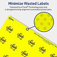 Avery Printable Round Labels, Sure Feed Technology, 1-1/4" Diameter, Neon Yellow Labels, Print-to-The-Edge, Laser/Inkjet
