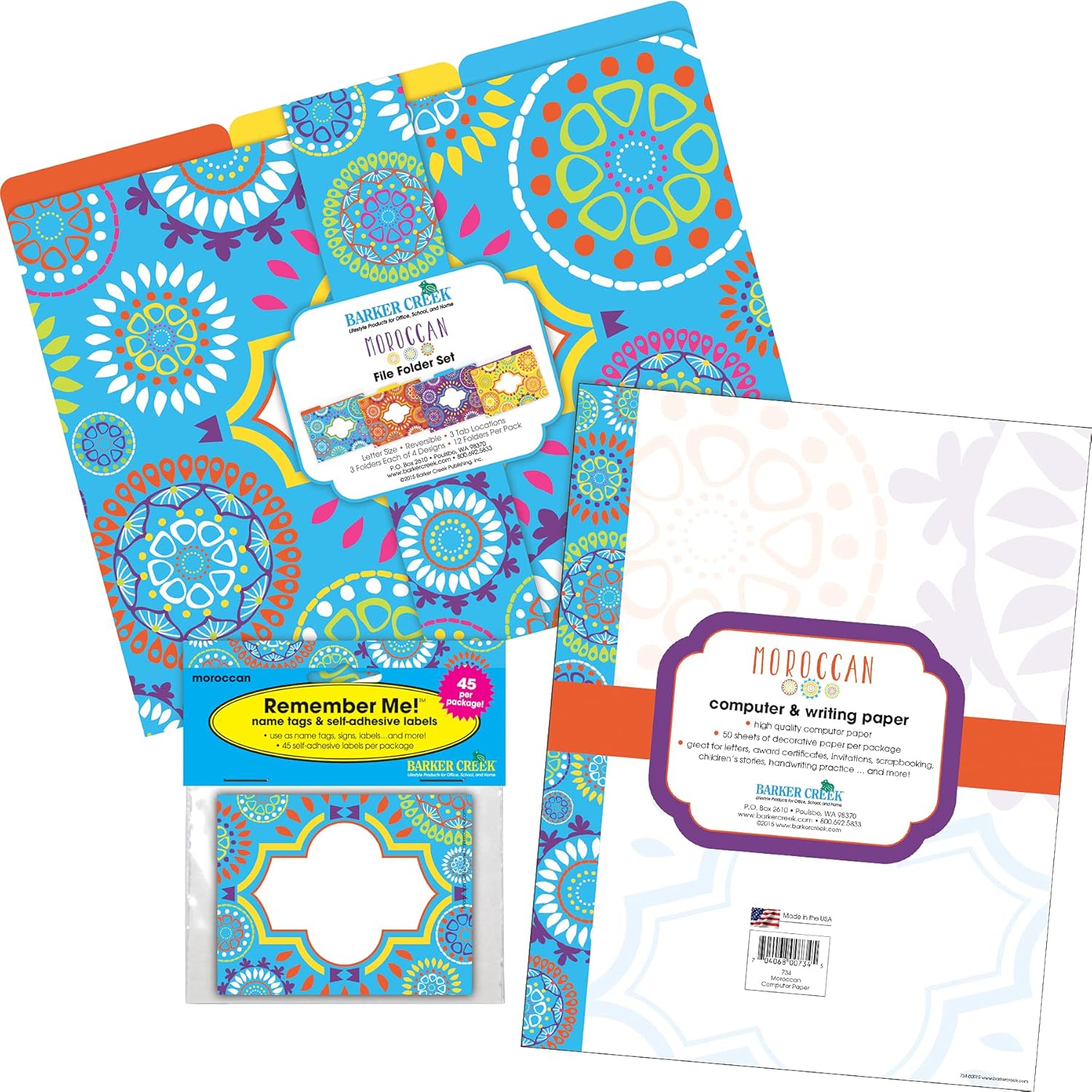 Barker Creek Get Organized Office Kit with Letter-Size File Folders, Computer Paper & Self-Adhesive Labels