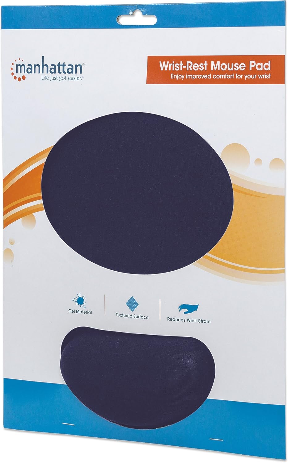 Manhattan Gel Mouse Pad - with Soft Wrist Support, Non- Slip Base, Ergonomic Design - for Laptop, Computer, PC Mouse - Blue