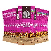 Second Nature Wholesome Medley Trail Mix - 12 Count, 2.25 oz Individual Snack Packs, Certified Gluten-Free – Dark Chocolate