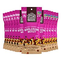 Second Nature Wholesome Medley Trail Mix - 12 Count, 2.25 oz Individual Snack Packs, Certified Gluten-Free – Dark Chocolate