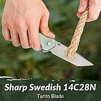 CIVIVI Brazen Folding Knife, Button Lock Pocket Knife with 3.46'' Swedish 14C28N Tanto Blade, Ultra-Grip G10 Handle, Low-Profile Clip for EDC