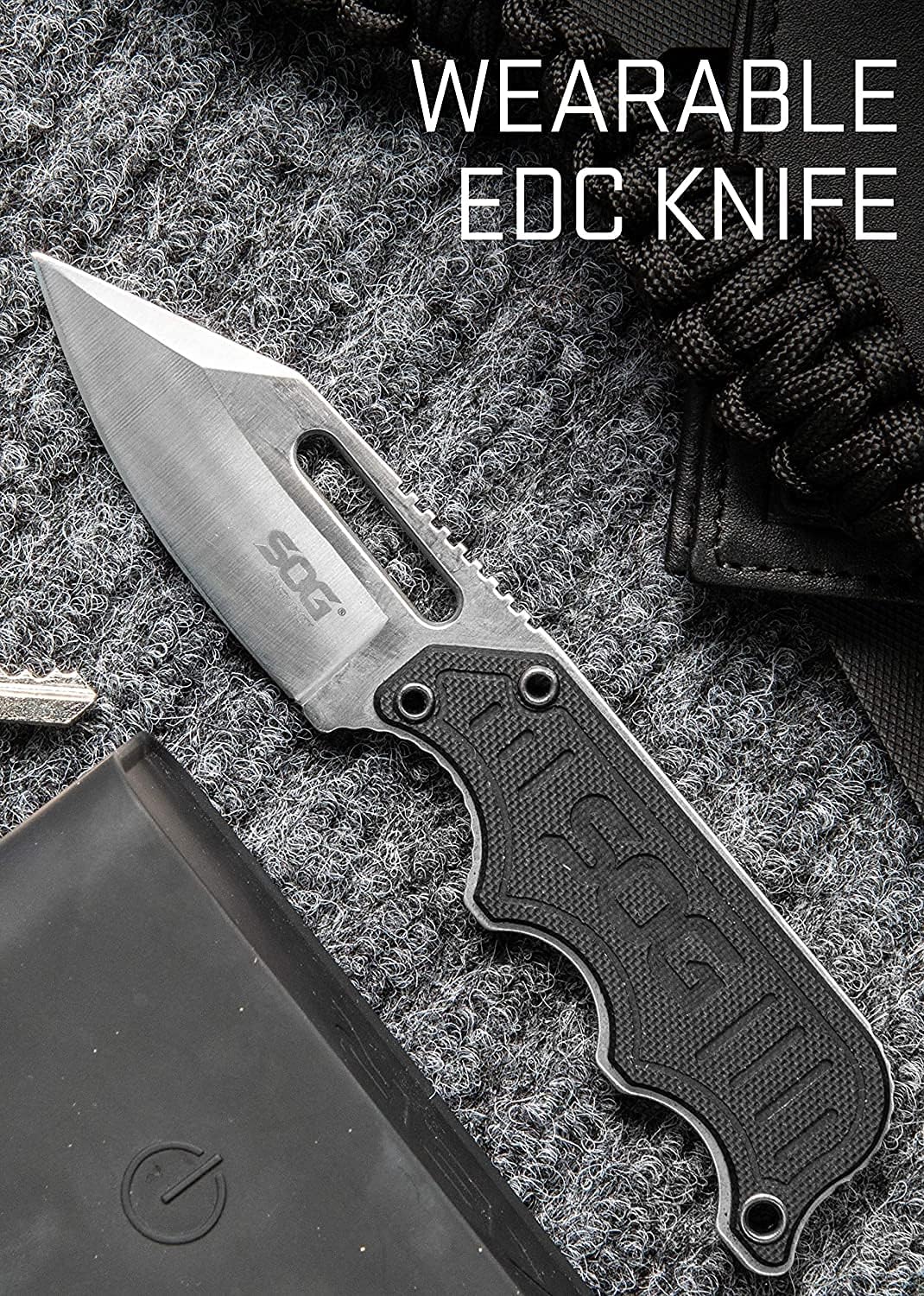 SOG Small Fixed Blade Knife - Instinct Boot Knife, EDC Knife, Neck Knife, 2.3 Inch Full Tang Blade w/ Knife Sheath and Clip