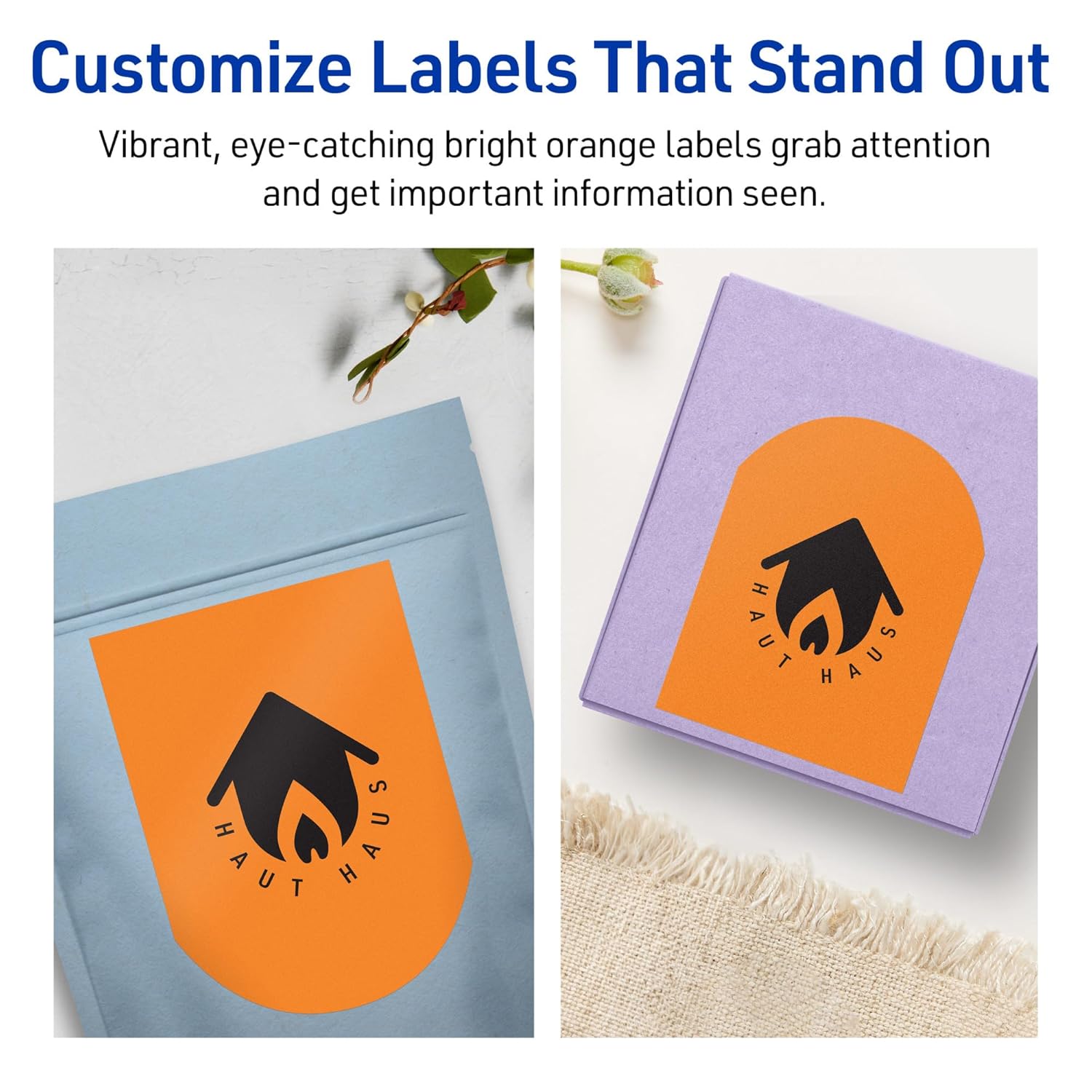 Avery Printable Arched Labels, Sure Feed Technology, 4-3/4" x 3-1/2", Bright Orange, Print-to-The-Edge